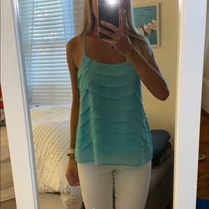 Aqua Scalloped Tank Top